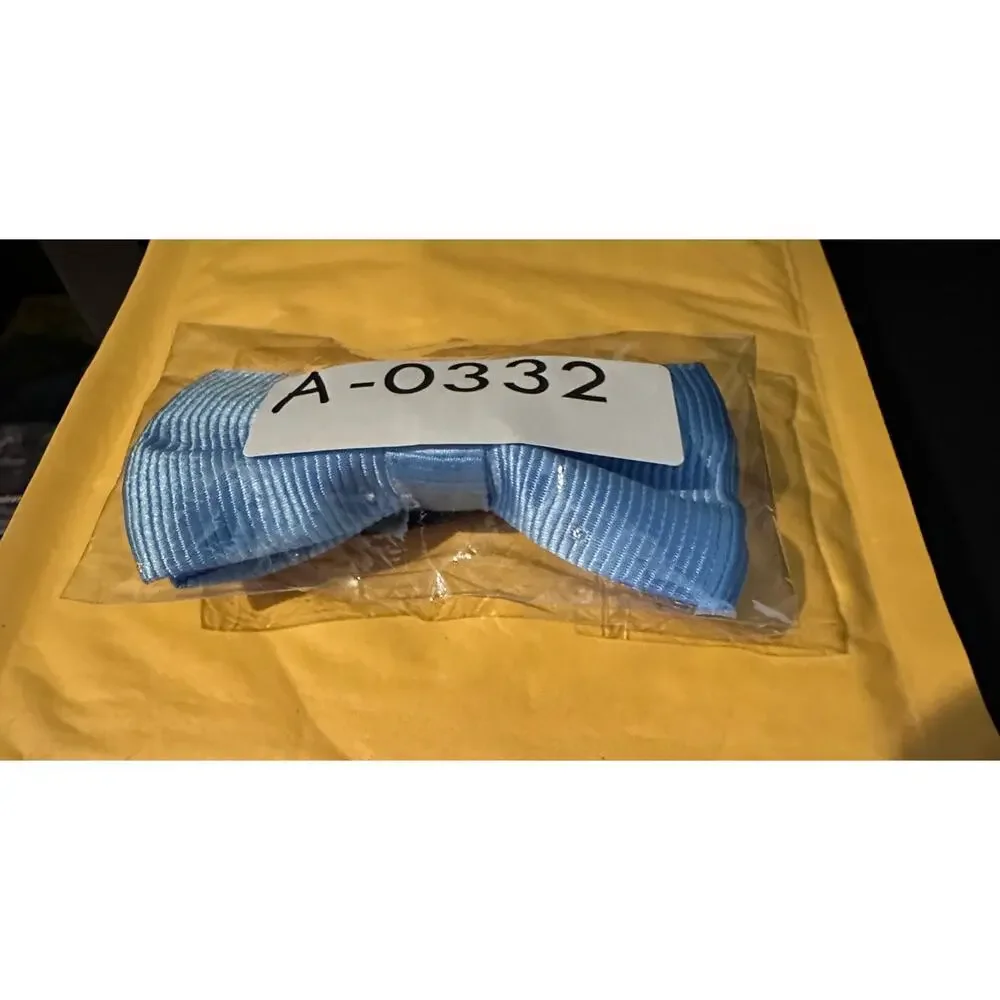 New Handmade Bow Tie Light Blue Silver Adjustable Stretch Elastic Gift Formal